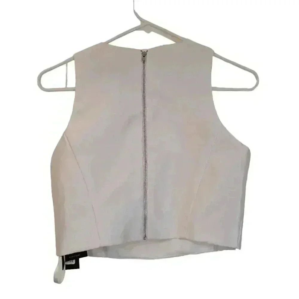 Aqua Women's White Polyester Lined Sleeveless Cropped Top NEW - Picture 5 of 10